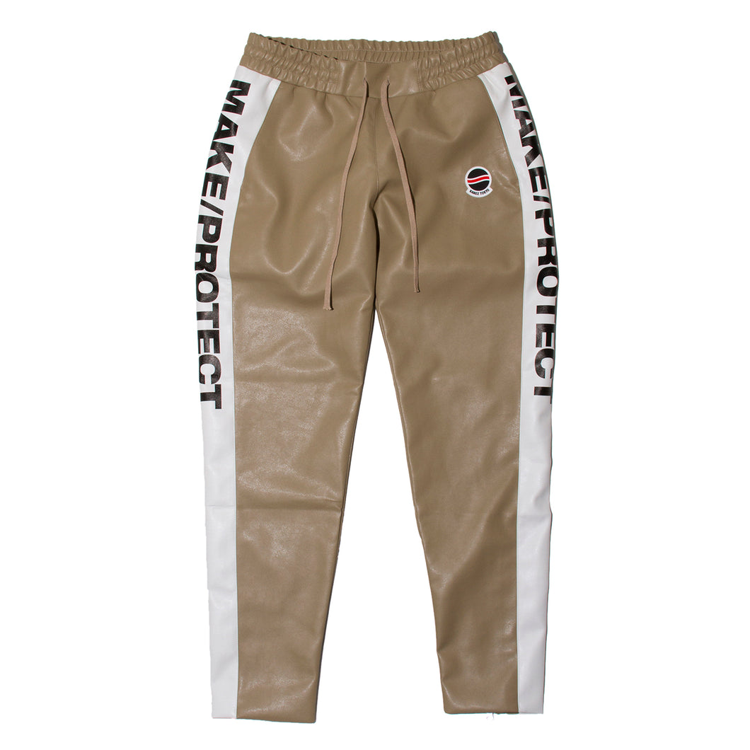 RUSSIAN FAKE LEATHER TRACK PANTS